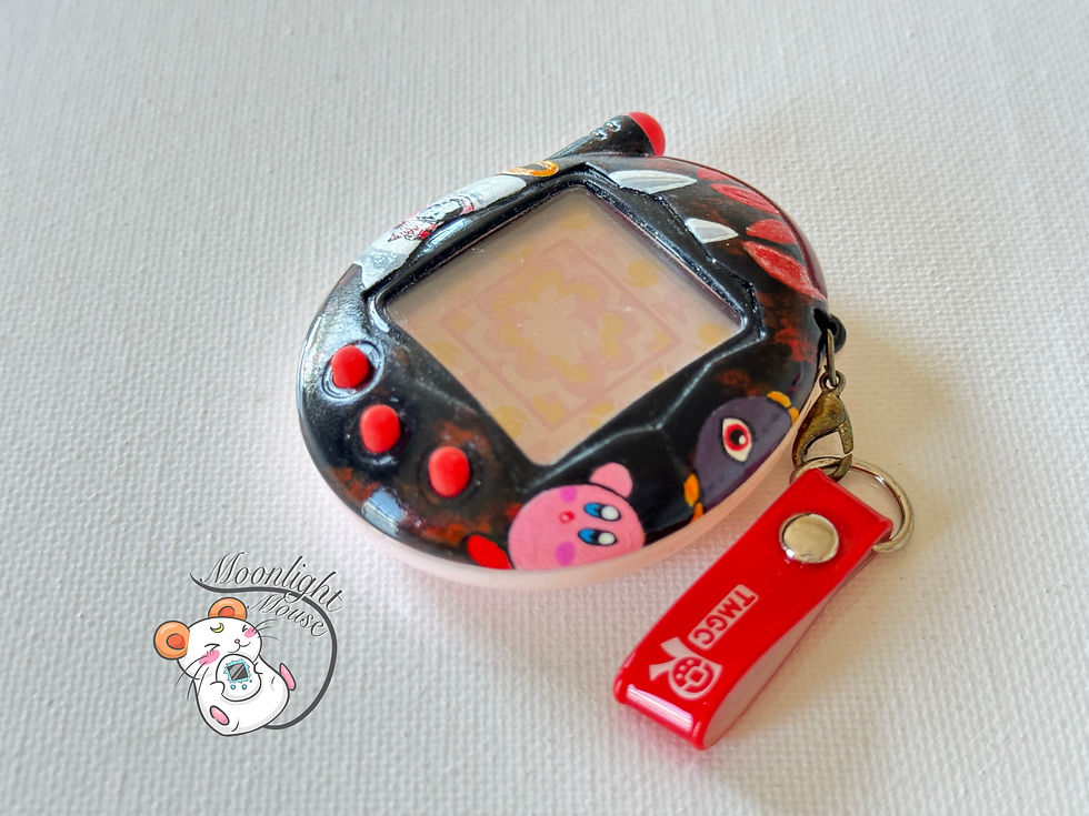 Thumbnail: CUSTOM: Tamagotchi Connection v3 Keitai Akai Black Kirby Hand Painted