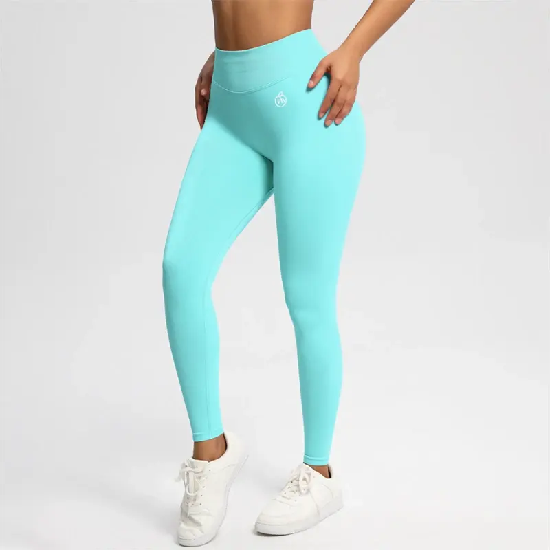 Thumbnail: Seamless Scrunch-Back Leggings in Turquoise, front view