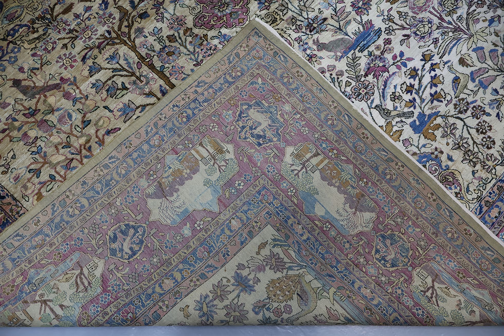 Thumbnail: Pure silk Persian Kashan carpet -Size 298cm -9.7ft x 210cm-6.8ft .