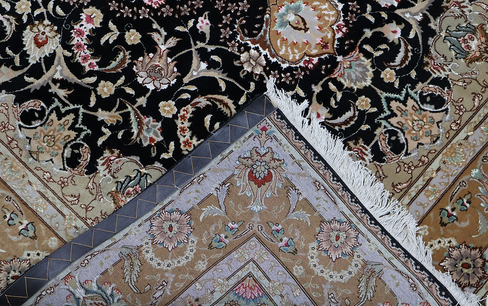 Thumbnail: Fine part silk persian Tabriz rug -Size 241cm x173cm