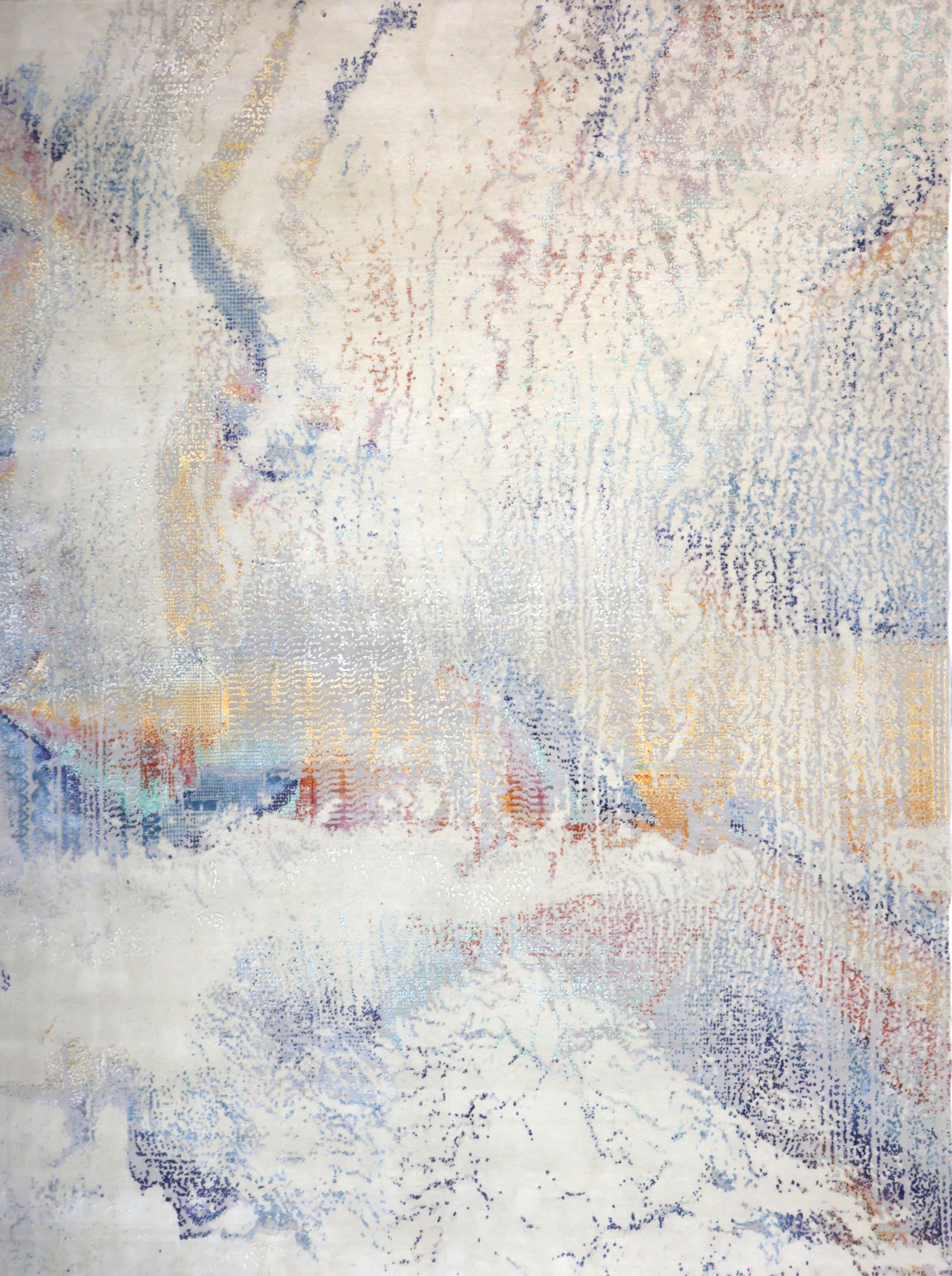 Fine contemporary silk and wool Nepalese carpet -Size 370cm-12.13ft x 276cm-9ft