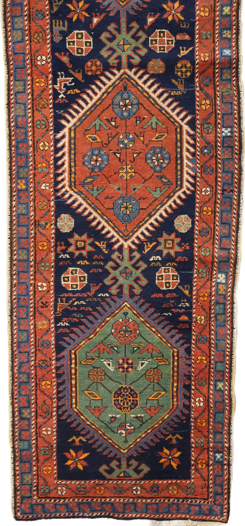 Thumbnail: Persian Heriz runner -Size 400cm-13ft x 89cm-2.9ft