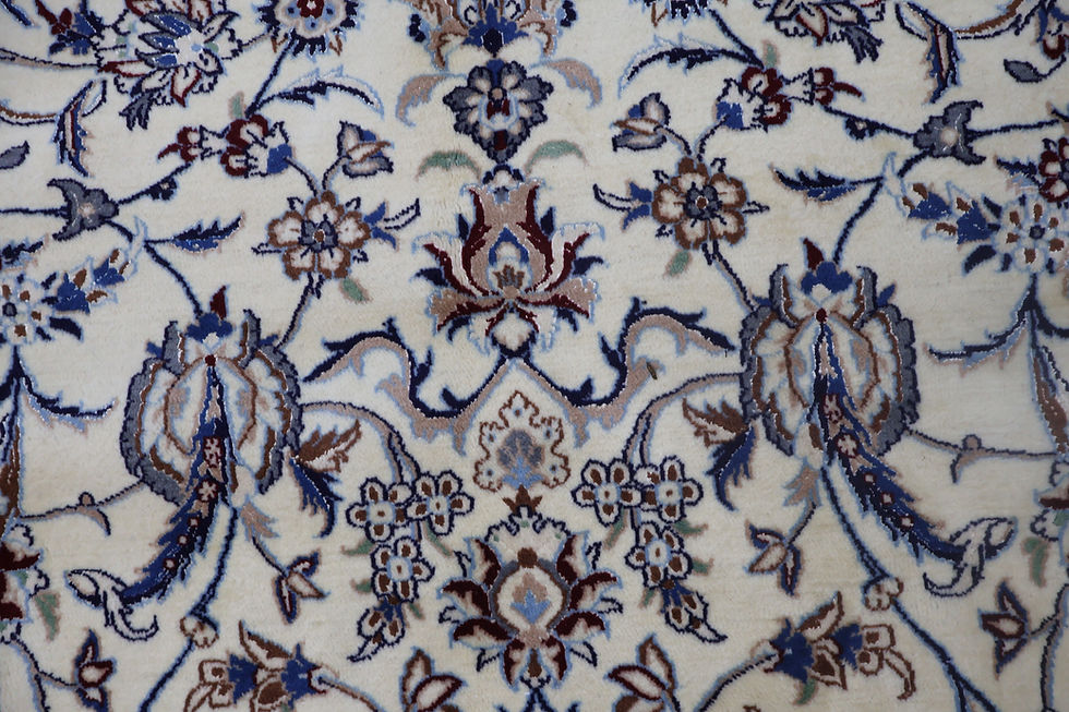 Thumbnail: Part Silk Persian Nain carpet -Size lenght 407cm -12.4ft x width 304cm-9.2ft .