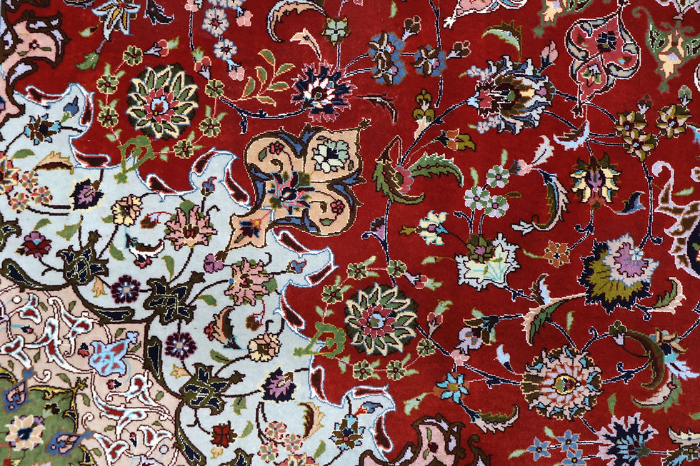 Thumbnail: Fine part silk Oriental carpet -Size length 245cm -8ft x width 249cm-8.1ft .