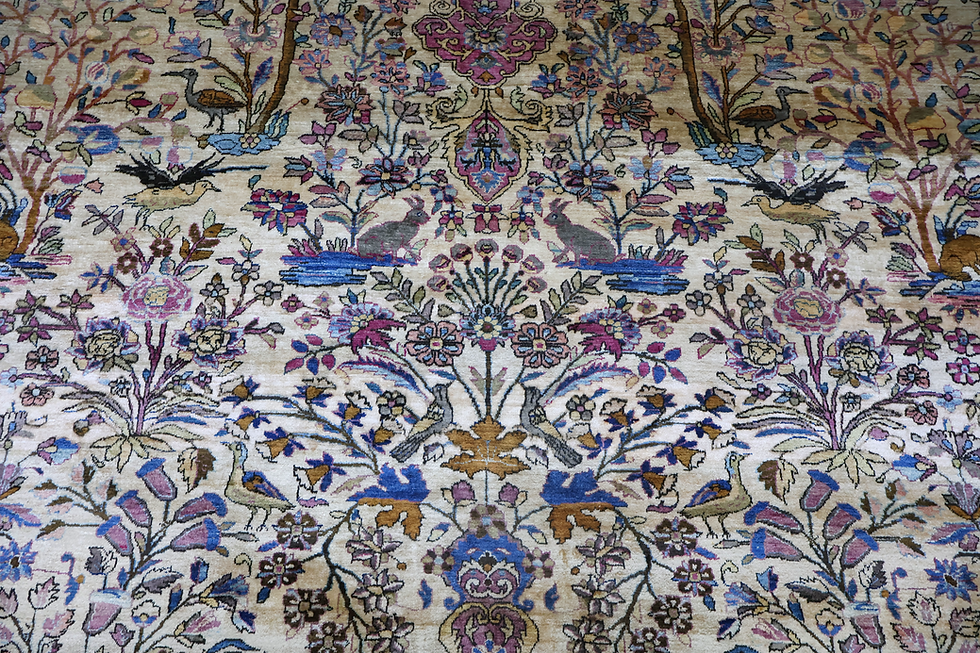 Thumbnail: Pure silk Persian Kashan carpet -Size 298cm -9.7ft x 210cm-6.8ft .