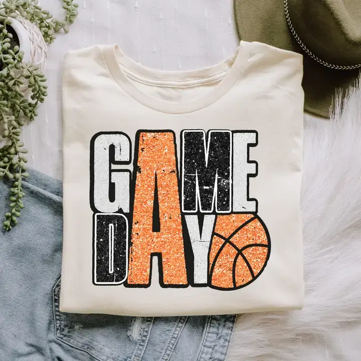 Basketball Game Day Faux Glitter