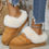 Thumbnail: Plush Suede Patchwork Thick Sole Slippers