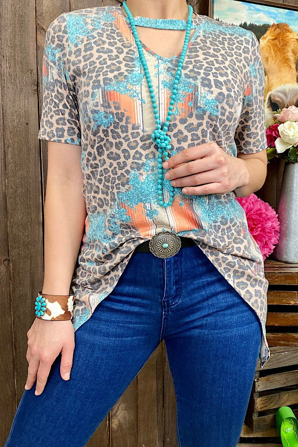 Serape/leopard printed S/S