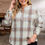 Thumbnail: Plus Size Plaid Half-Zipper Sweatshirt W/ Chest Pocket