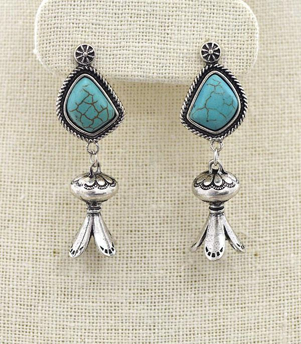 Turquoise  Squash Blossom Earrings