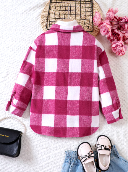 Thumbnail: Thick Plaid Woolen Long Jacket