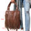 Thumbnail: Western Fashion Fringed Leather Shoulder Bag
