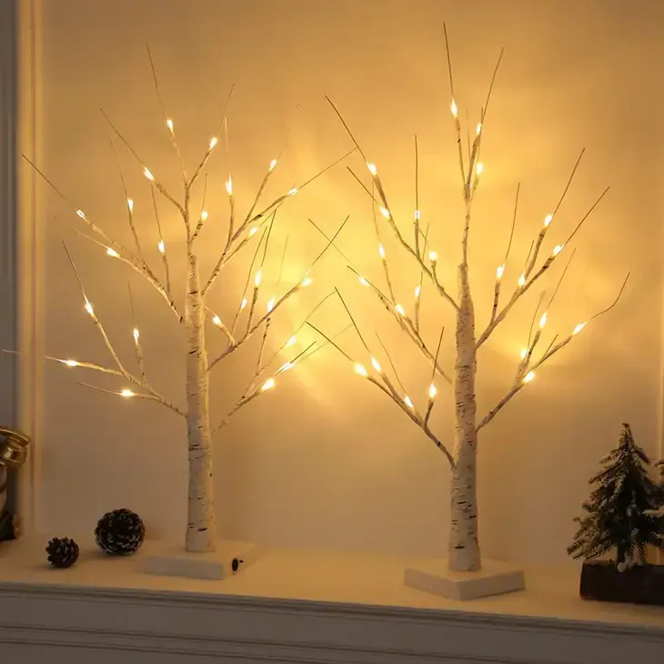 Table Birch Tree 18 Led Battery Operated, Pack of 2
