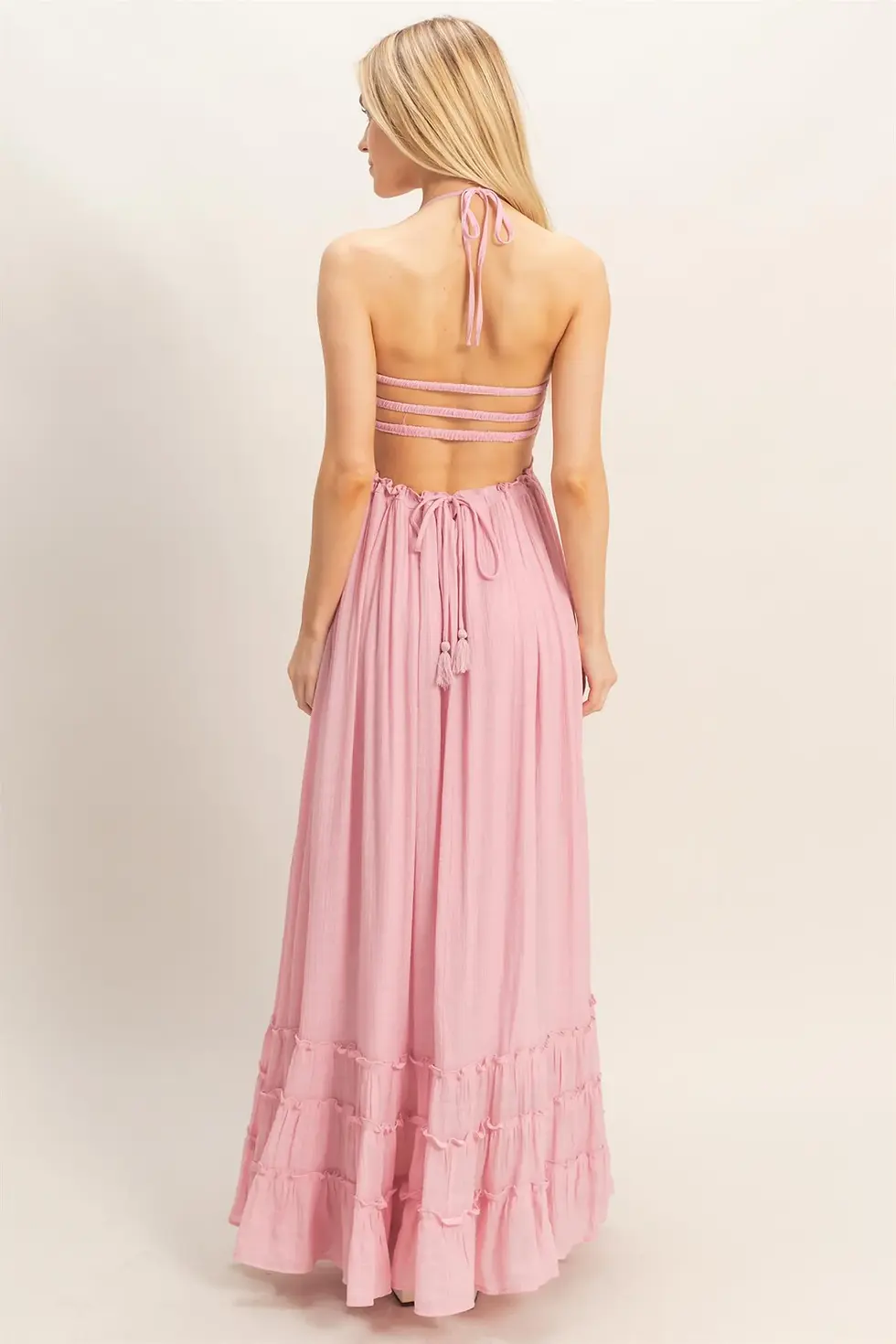Thumbnail: Smocked Halter Maxi Dress