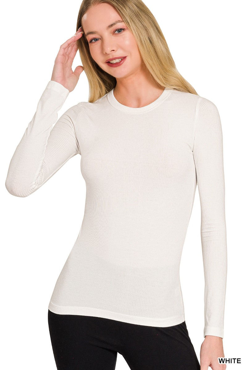Thumbnail: Rayon Rib Fitted Round Neck Tee