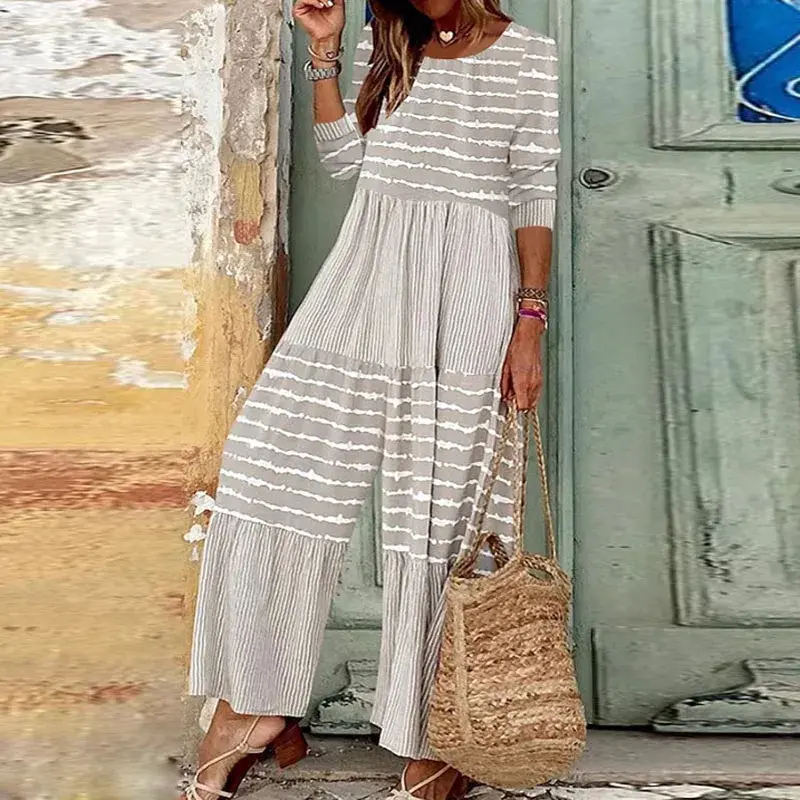 O Neck Pleated Wide Leg Romper