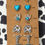 Thumbnail: 6 Pairs Western Turquoise Alloy Stud Earrings