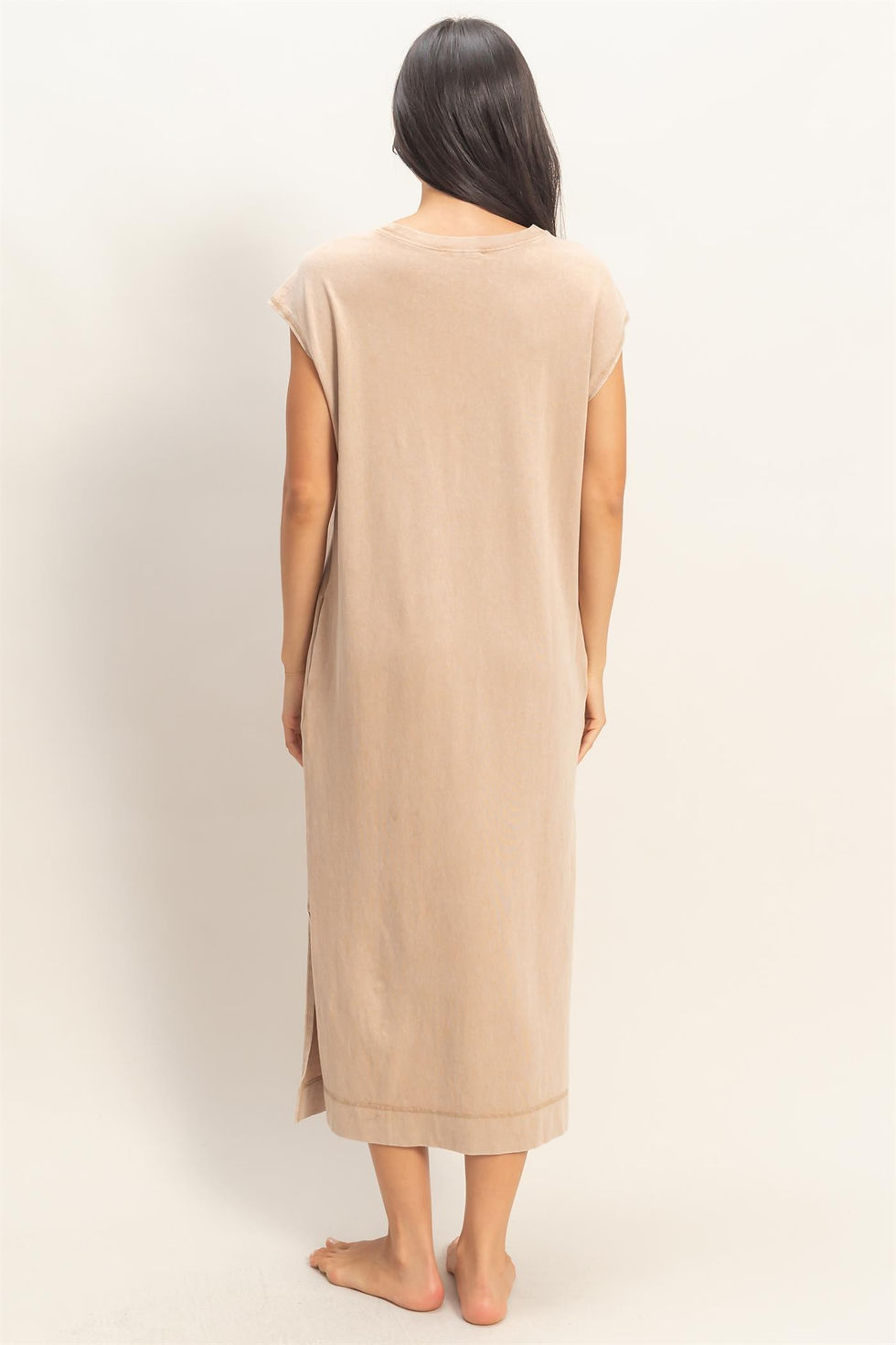 Thumbnail: Mineral Wash Cap Sleeve Midi Dress - Navy Sold Out Alpaca on order