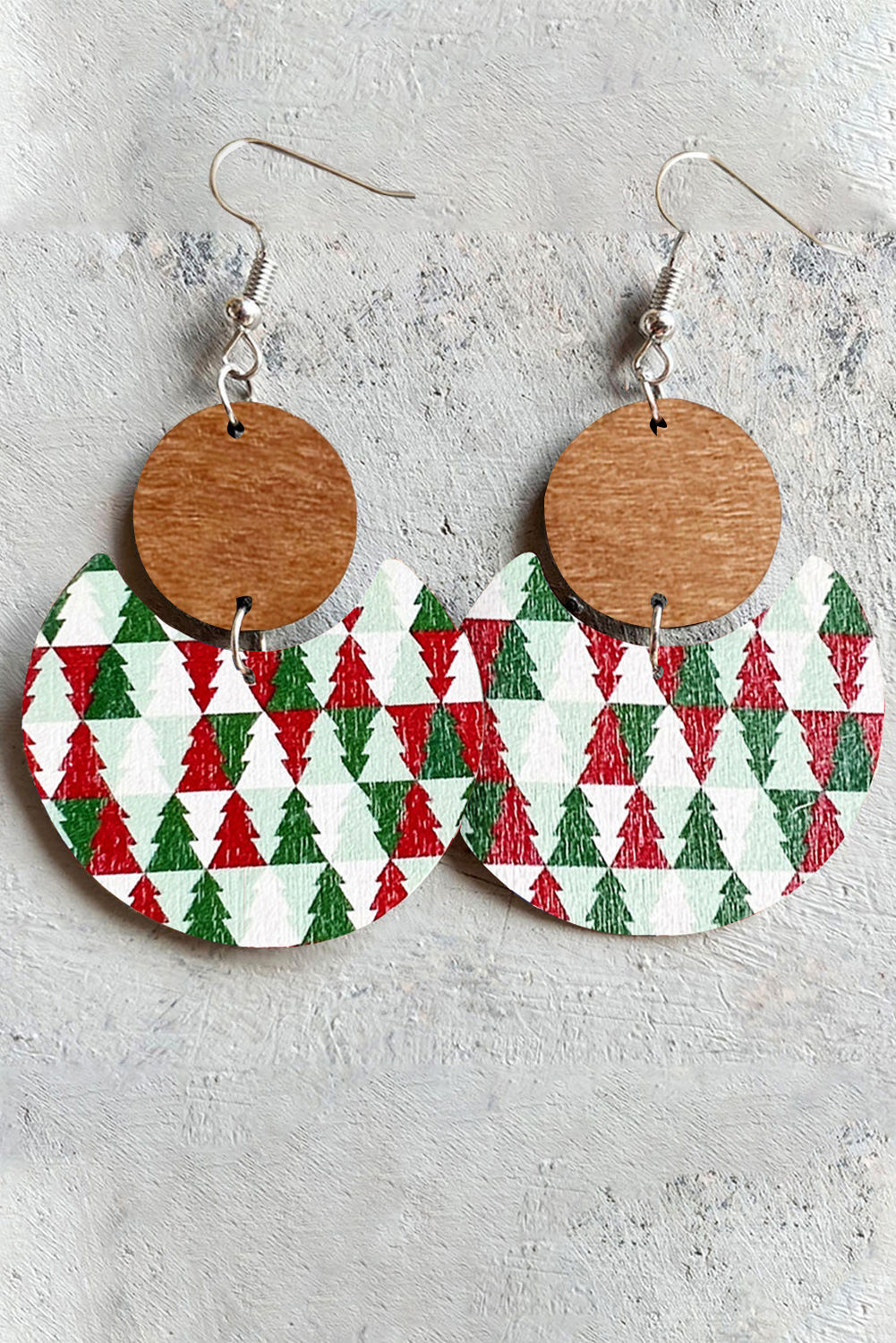 Christmas Checker Wooden Earrings