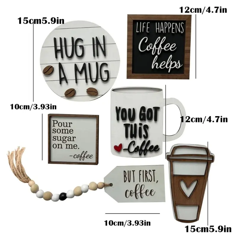Thumbnail: Coffee Bar Tray Rustic Wooden Sign Decor