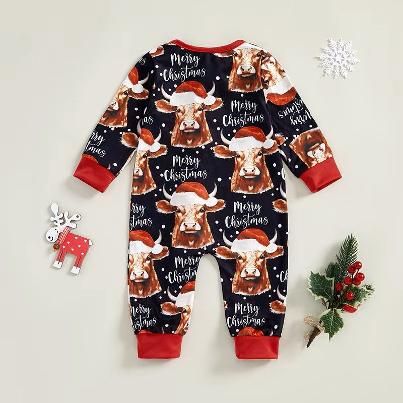 Thumbnail: Christmas Cow Zip UP Romper