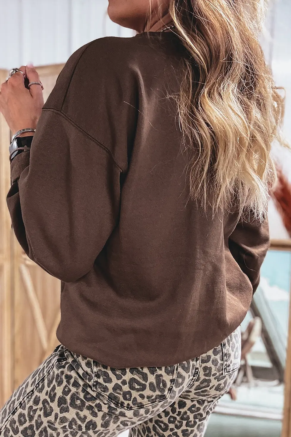 Thumbnail: Floral Buffalo Plaid Striped Patch Pullover Sweatshirt
