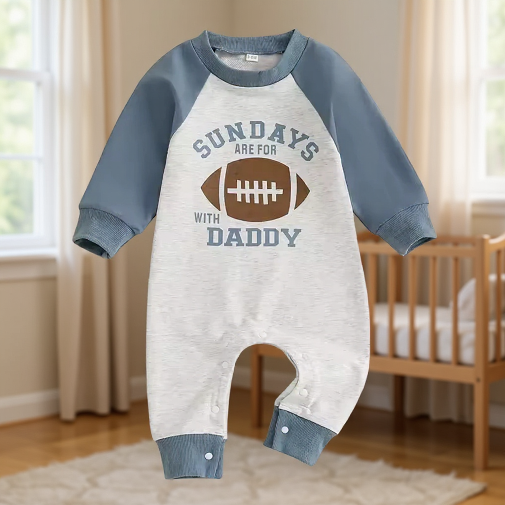 L/S Round Neck Football Romper