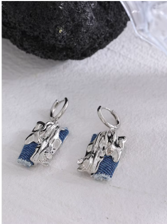 Vintage Denim Earrings