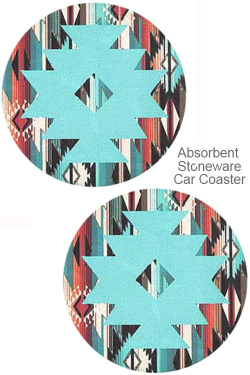 MINT WESTERN NAVAJO AZTEC DESIGN CAR DRINK COASTER