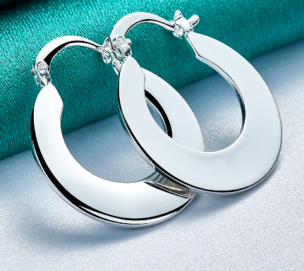 Thumbnail: Smooth Flat Round Earrings