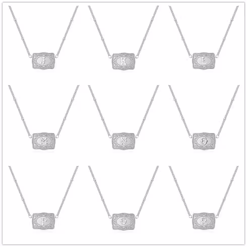 Thumbnail: Belt Buckle Initial Necklace