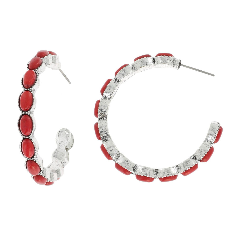 Thumbnail: Open Hoop Stone Earrings