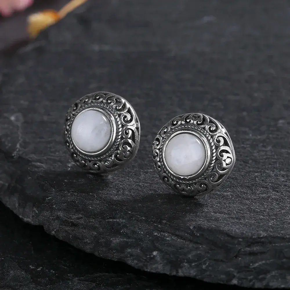 Moonstone Vintage Hollowed-out Earrings