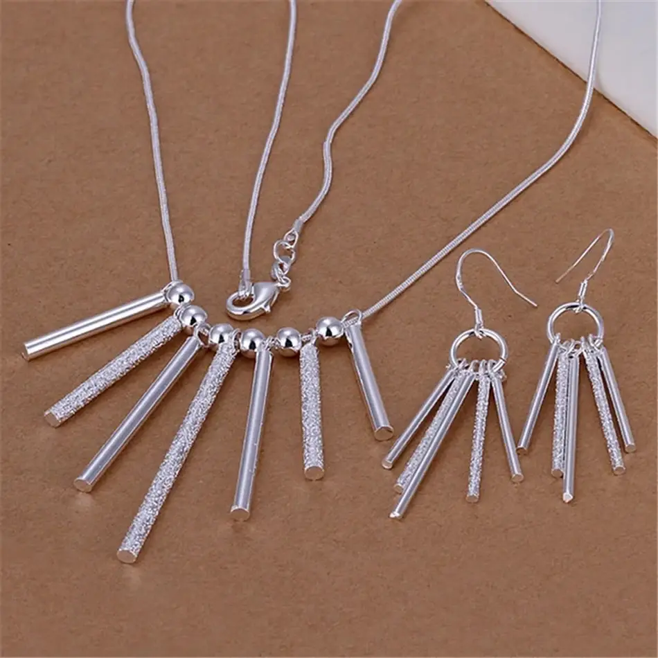 Silver Set Classic earrings & Necklace 18" long