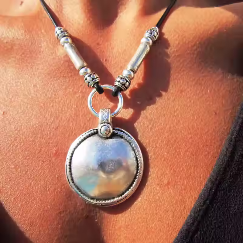 Vintage Beaded Exaggerated Silver Metal Necklace