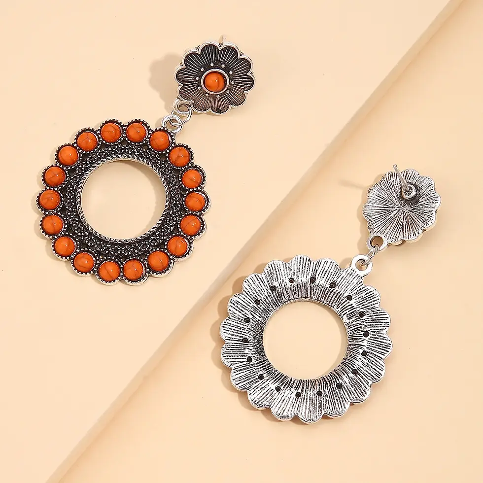 Thumbnail: Bohemia Alloy Flower Hollow Dangle Earrings
