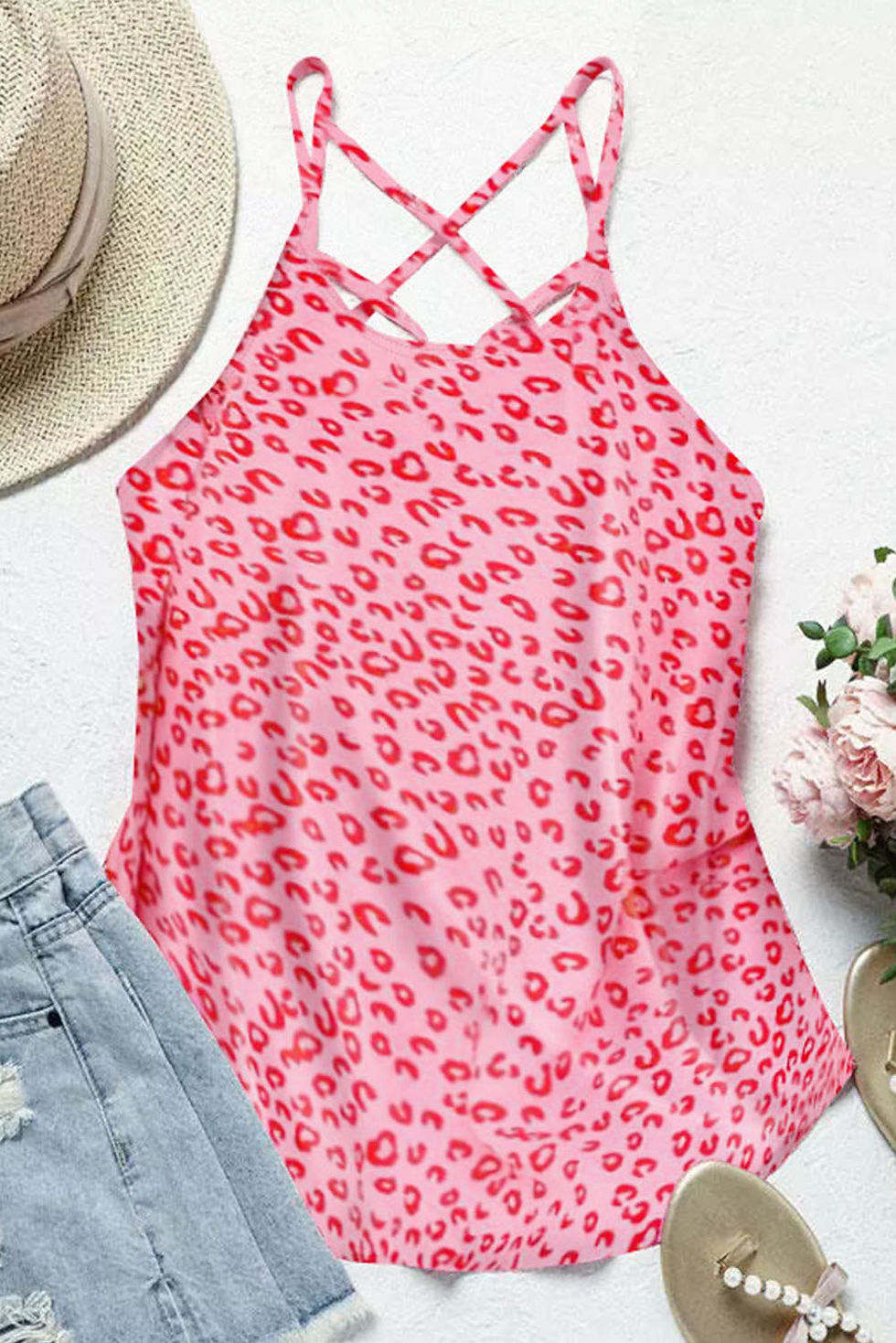Thumbnail: Leopard Strappy Loose Tank Top