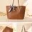 Thumbnail: Solid Color Large Capacity Leather Bag with Ribbon Detail