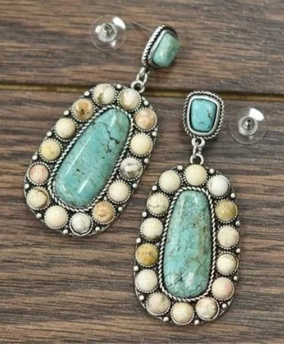 Antique Green Stone Earrings
