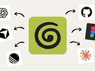 Logotipo verde da Granola AI no centro, cercado por ícones de ferramentas de tecnologia como OpenAI, GitHub, Vercel e Figma, ilustrando integrações de software na era da inteligência artificial.