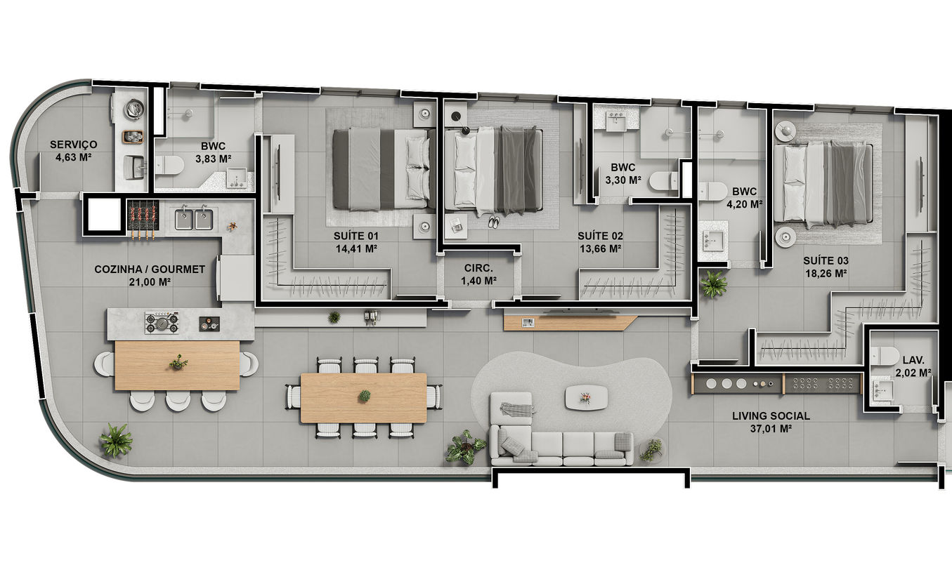 planta apartamento Landscape Porto Belo SC