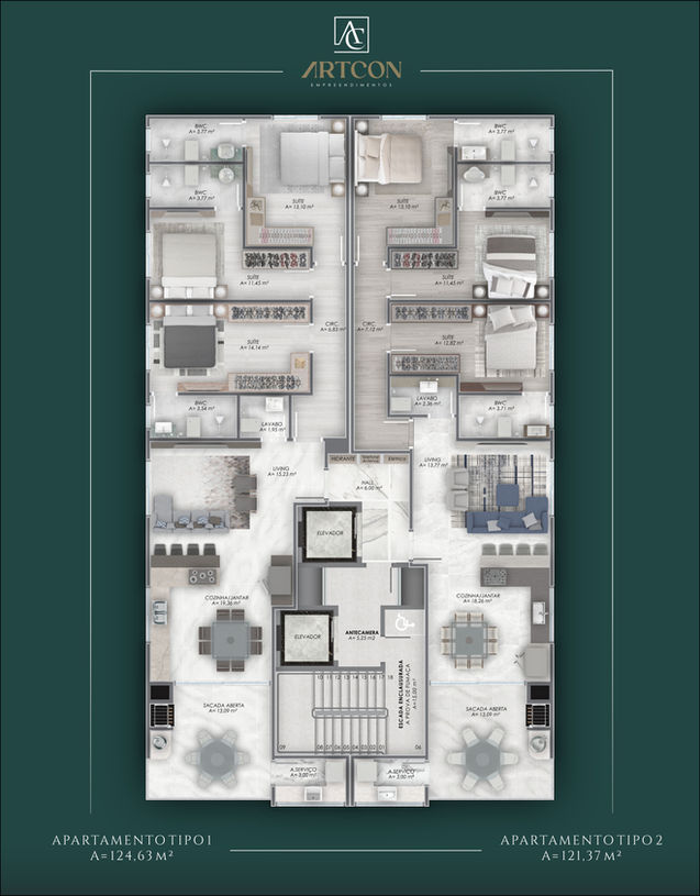 planta apartamentos prédio Belle Epoque Porto Belo SC