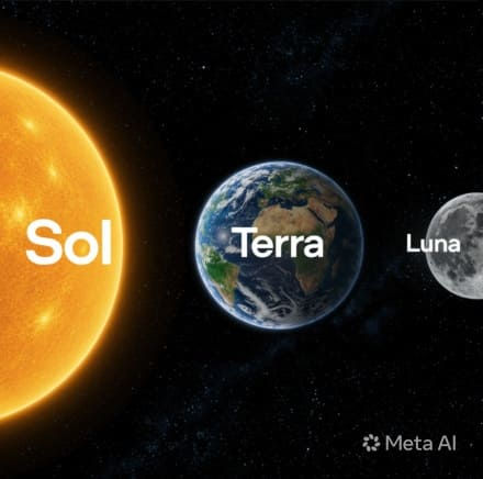 Ilustração espacial mostrando o Sol, a Terra e a Lua, representando a nova série de modelos de Inteligência Artificial GPT-5.6 da OpenAI.