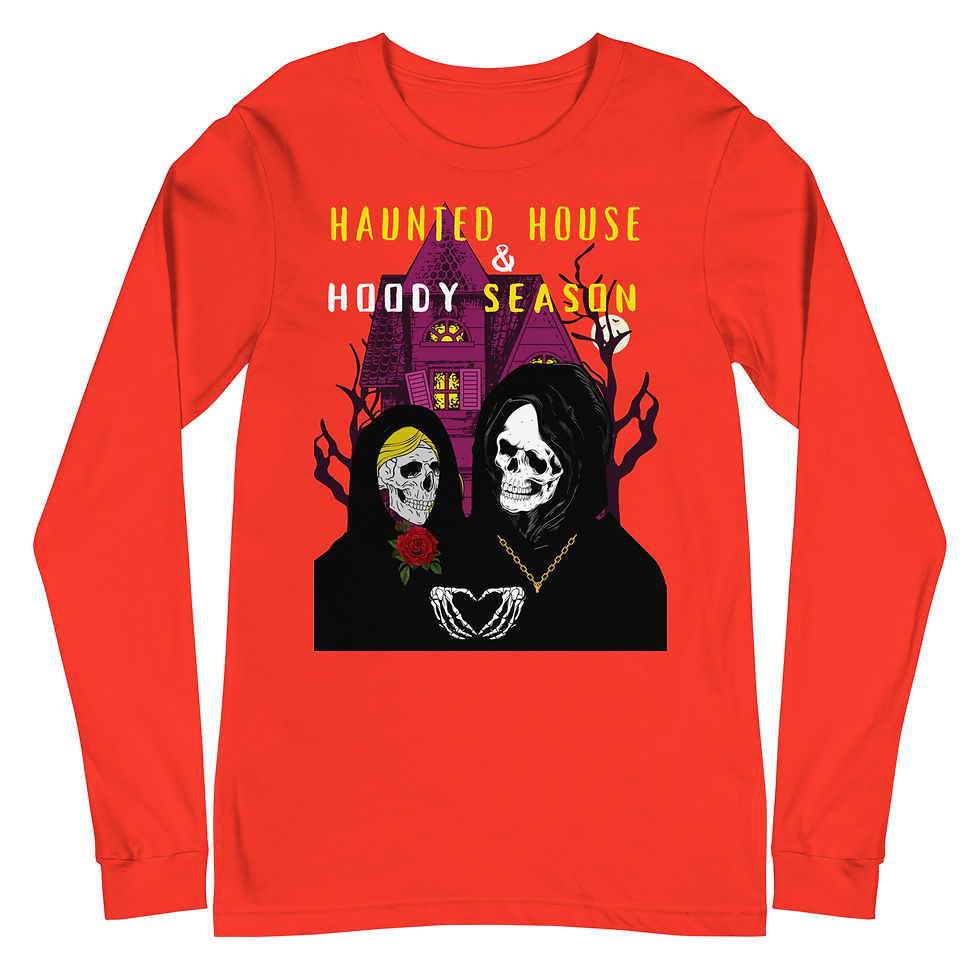 Thumbnail: Haunted House & Hoody Season Unisex Long Sleeve Tee Dark