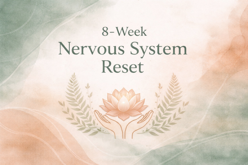 8-Week Nervous System Reset with hands holding a lotus flower