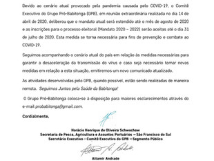 Grupo Pró-Babitonga adia eleições para agosto