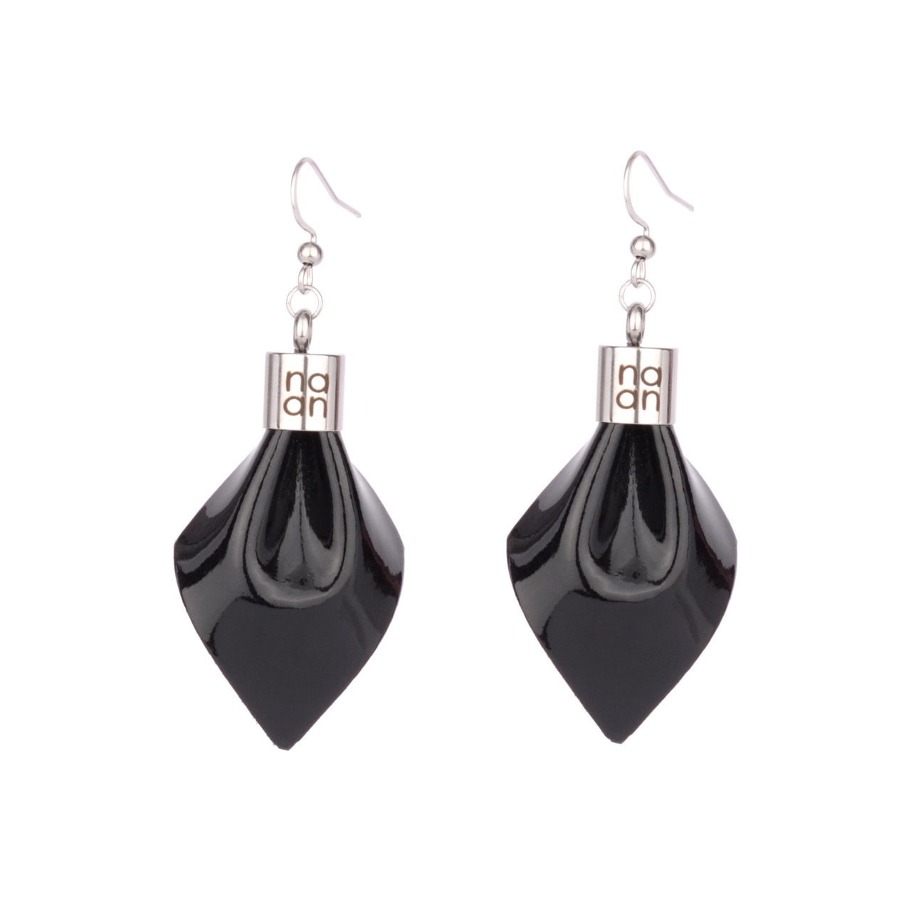 PLUME Mini Earrings – Black Patent