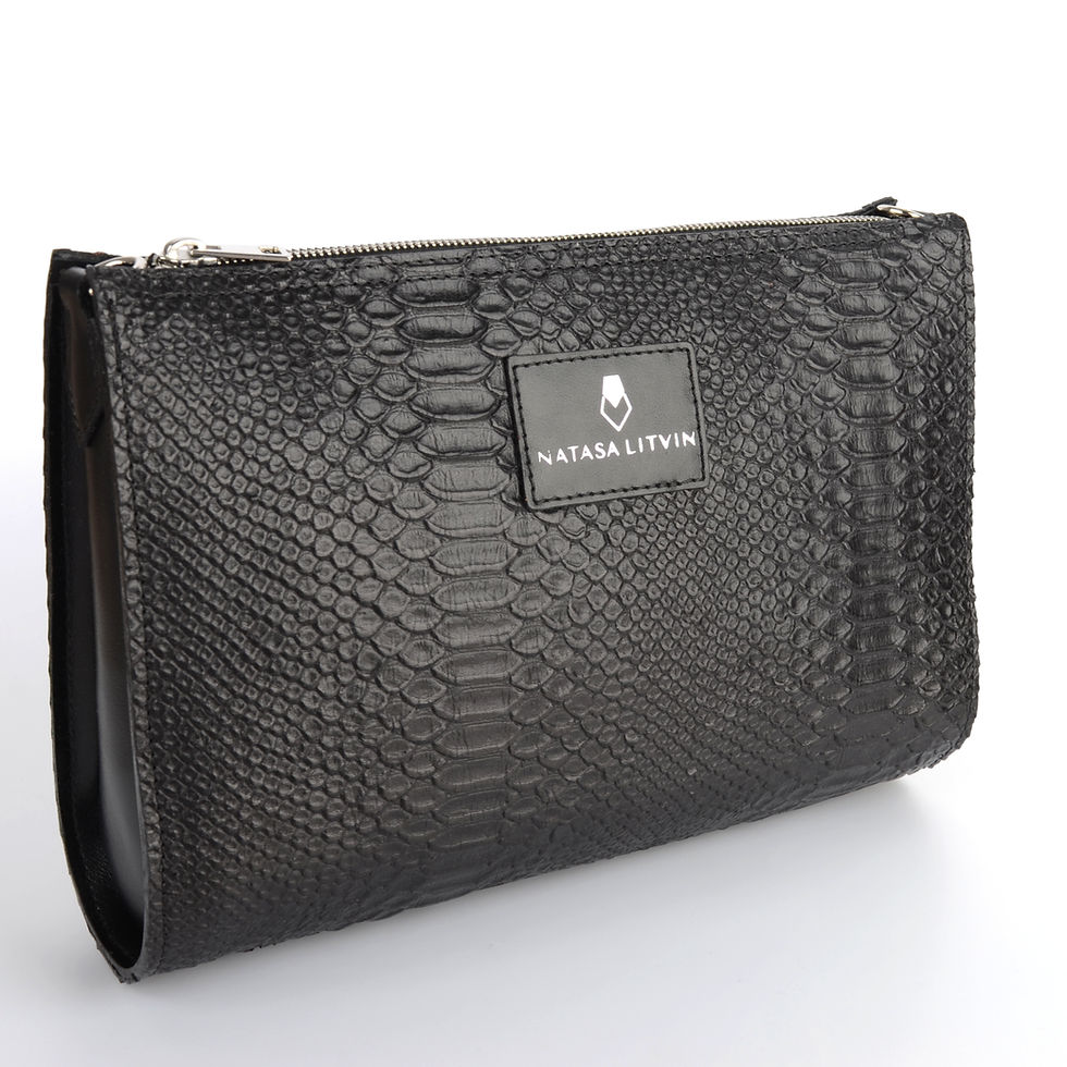 Dragon Black crossbody leather bag handmade in Vienna