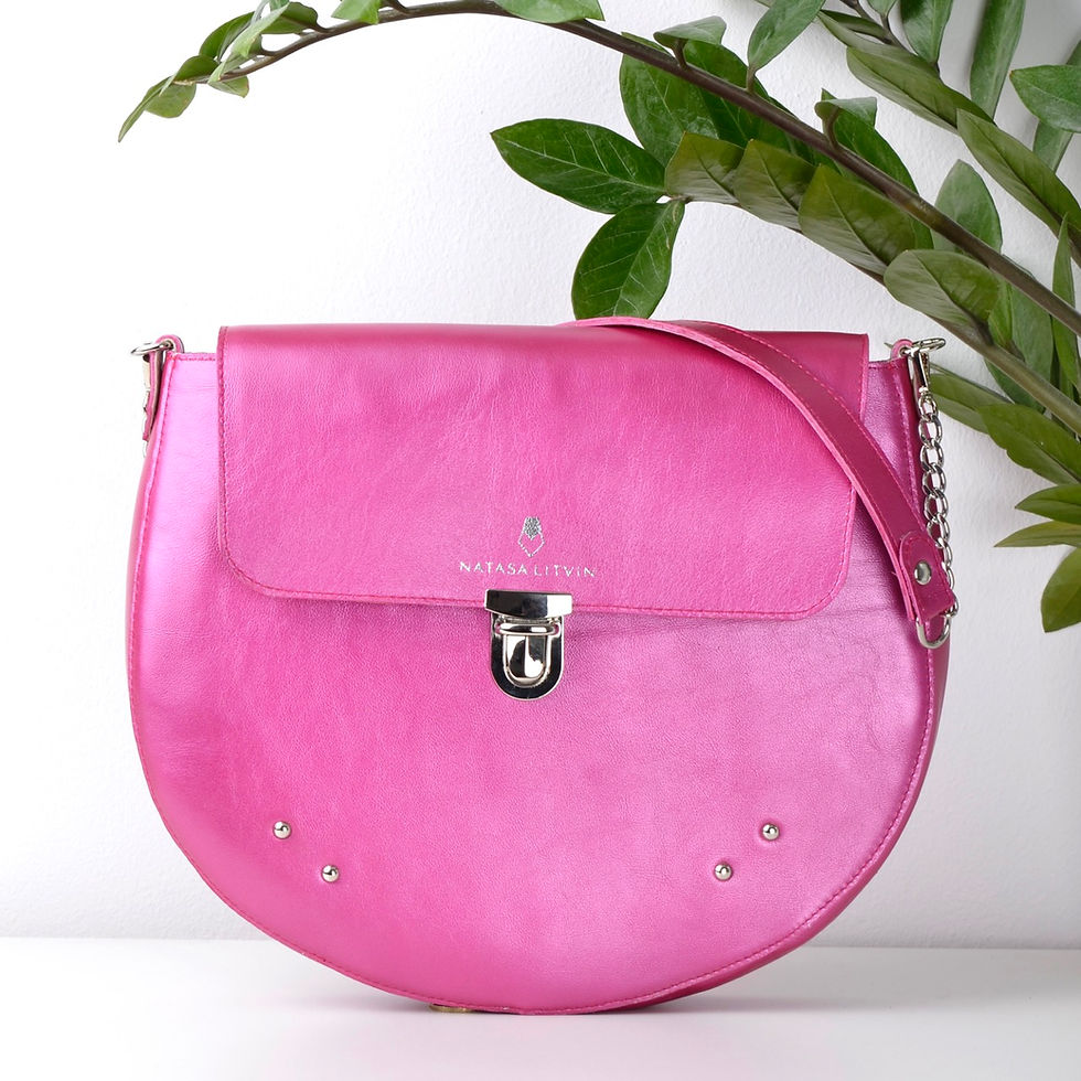 Candy pink leather versatile crossbody bag