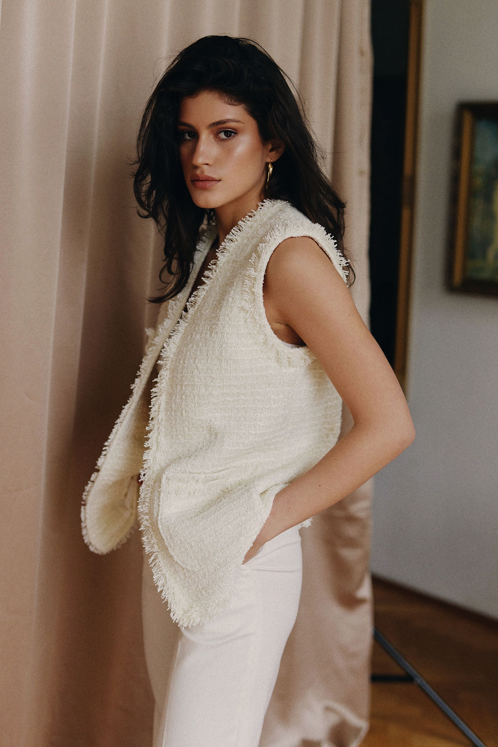 Прев'ю: Жилет з твіду Boucle Ivory 